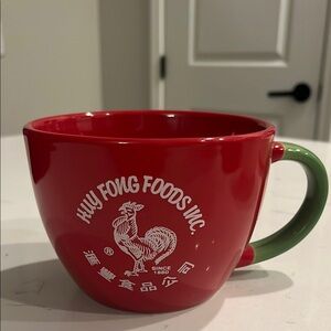 Red and Green Mug with Sriracha Design